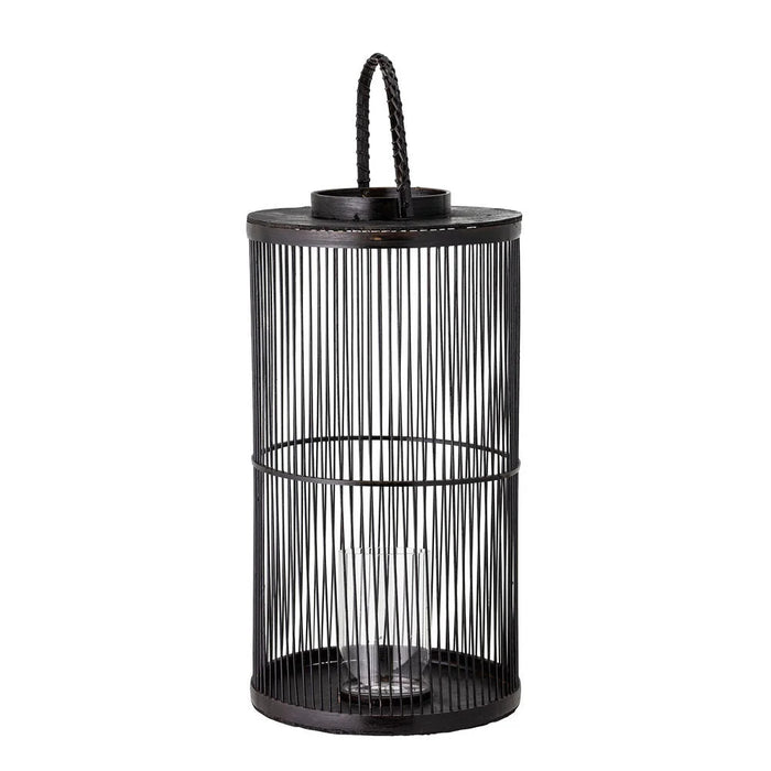 Effie Lanterne m/Glas Sort Bambus